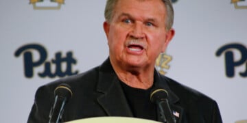 FILE - Former NFL coach and University of Pittsburgh alumnus, Mike Ditka speaks at a news conference for the retirement of the number 75 jersey for former Pittsburgh offensive lineman Jim Covert before an NCAA football game between the Pittsburgh and the Notre Dame, Saturday, Nov. 7, 2015 in Pittsburgh. (AP Photo/Keith Srakocic, File)