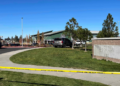 Police tape is placed outside Silver Rail Elementary school, where a shooting took place, on Thursday, Oct. 15, 2026 in Bend, Ore. (AP Photo/Joe Kline)