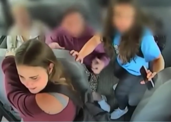 students on school bus