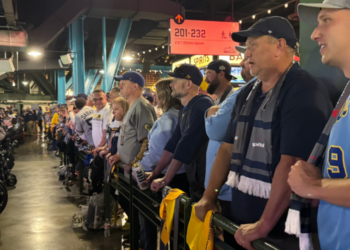 Standing room only at American Family Field during Game 1 of the World Series. Fans watch from the Loge level, October 23, 2026 (Photo: Elisabeth Montemurro)